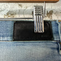 Amiri MX1 Cream Suede Blue Denim Jeans Sz 30