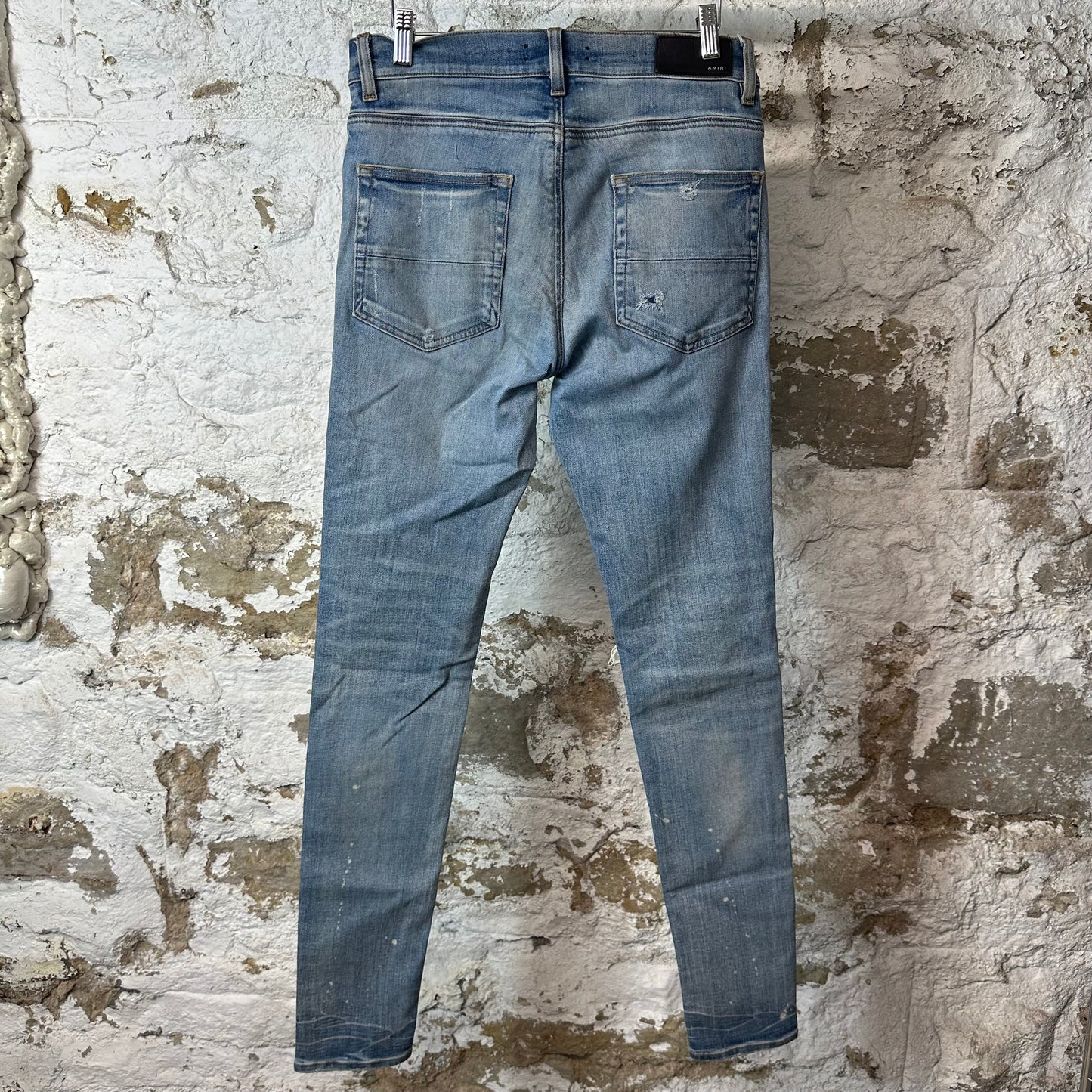Amiri MX1 Black Suede Blue Denim Jeans Sz 31