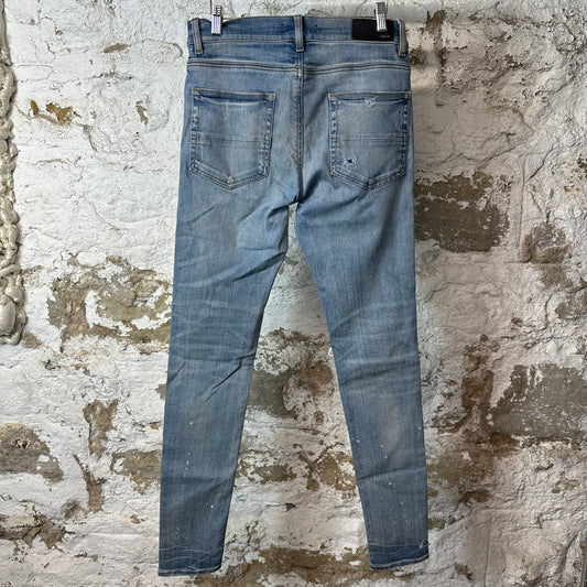 Amiri MX1 Black Suede Blue Denim Jeans Sz 31