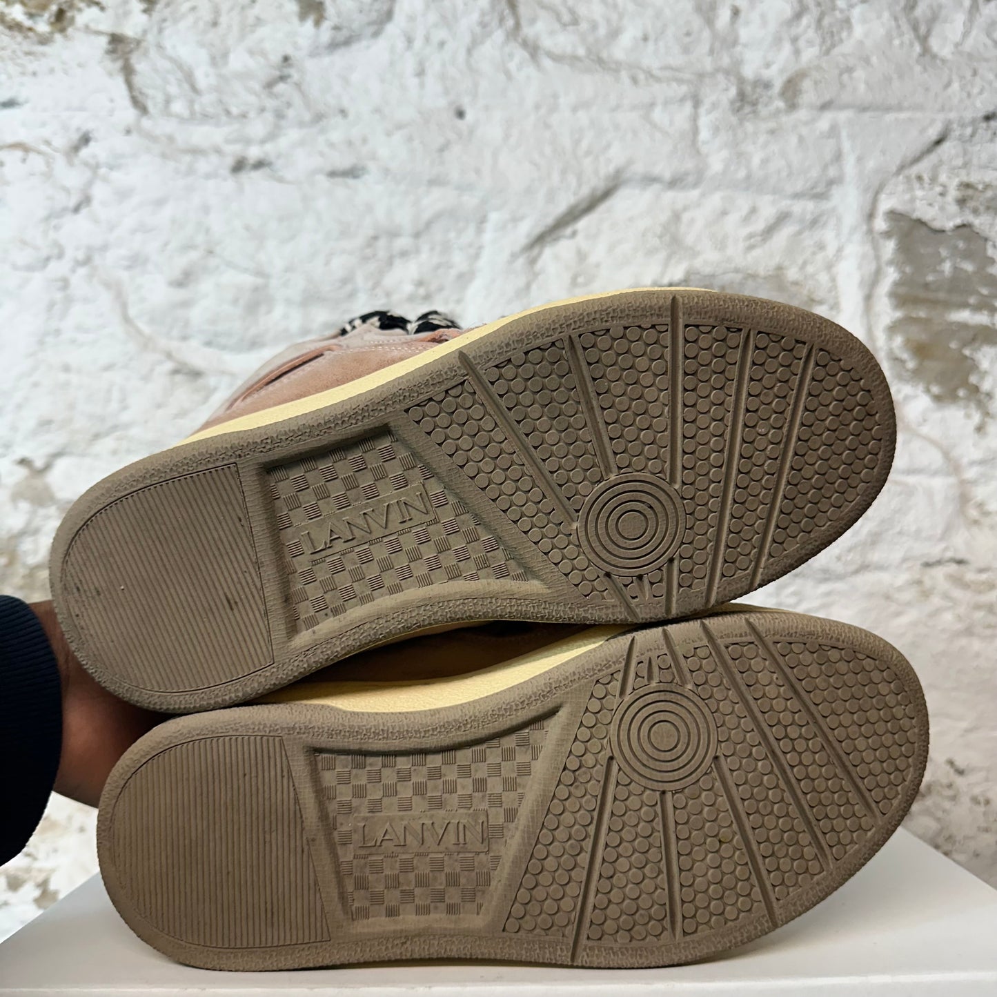 Lanvin Curb Black White Lace Pink Sneaker Sz 6.5 (39)