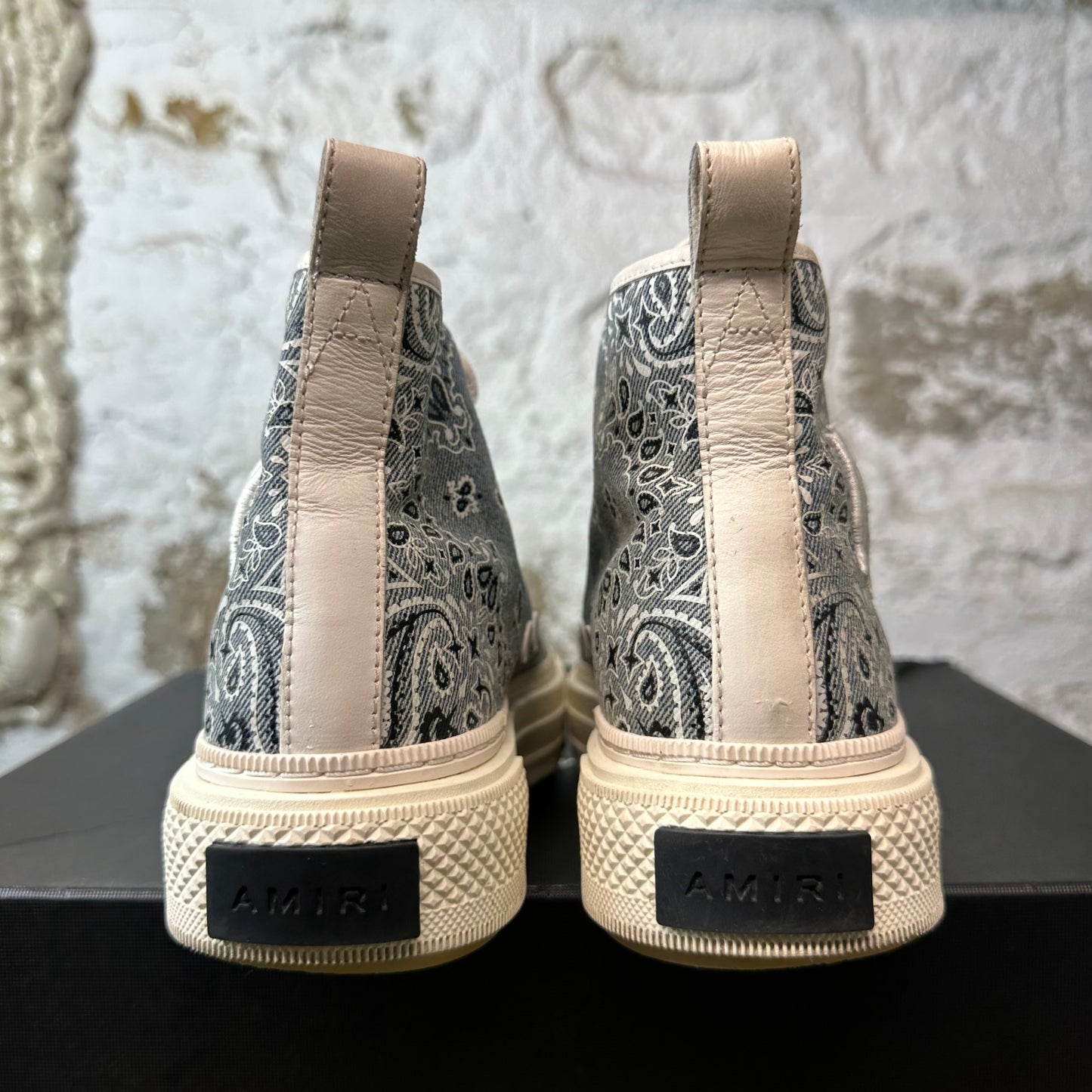 Amiri High White MA Blue Paisley Cream Sneaker Sz 7 (40)
