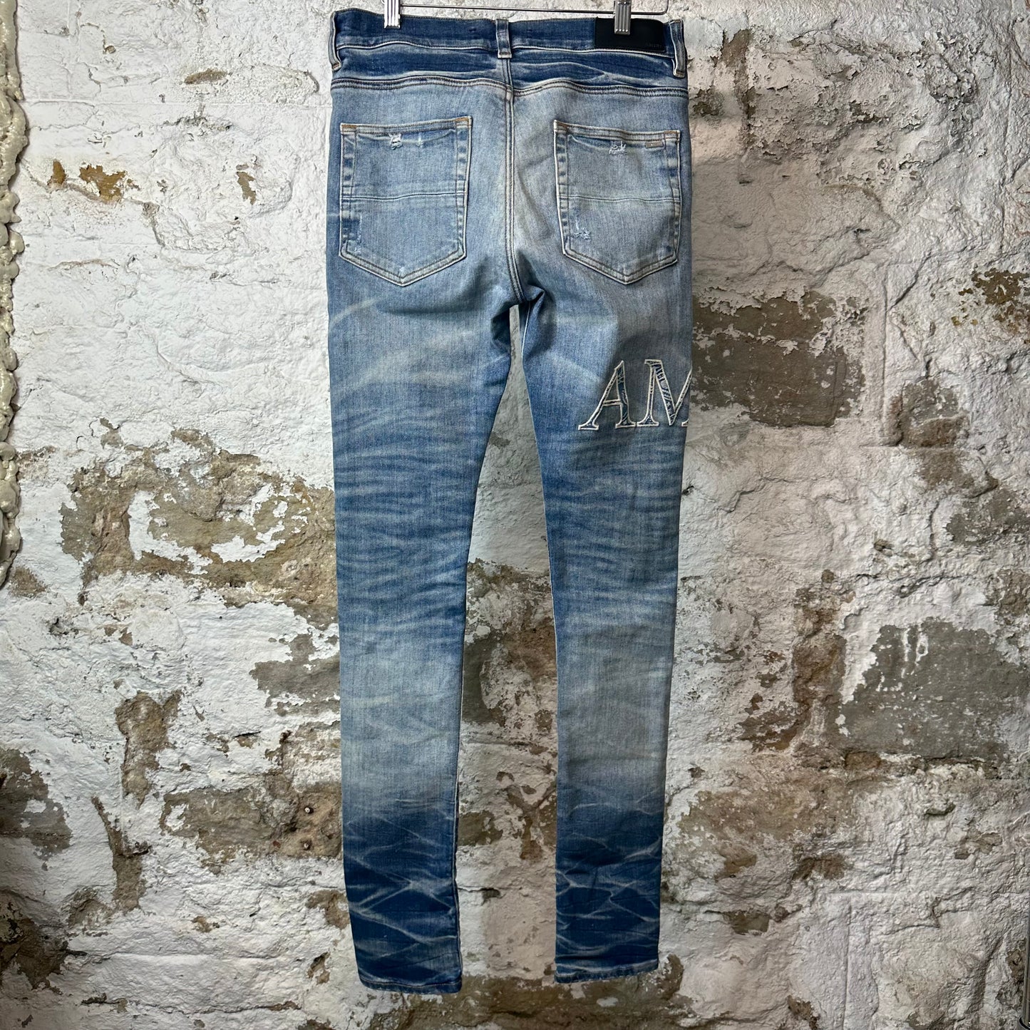 Amiri Paisley Core Logo Blue Denim Jeans Sz 30