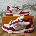 Louis Vuitton Red White Strap Trainer Sneaker Sz 10 (8.5LV)