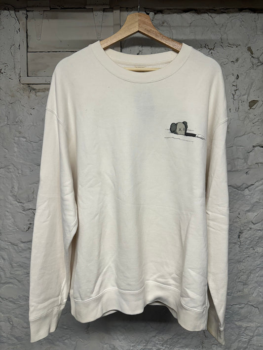 Kaws Swimming Logo Crewneck White Sz XL