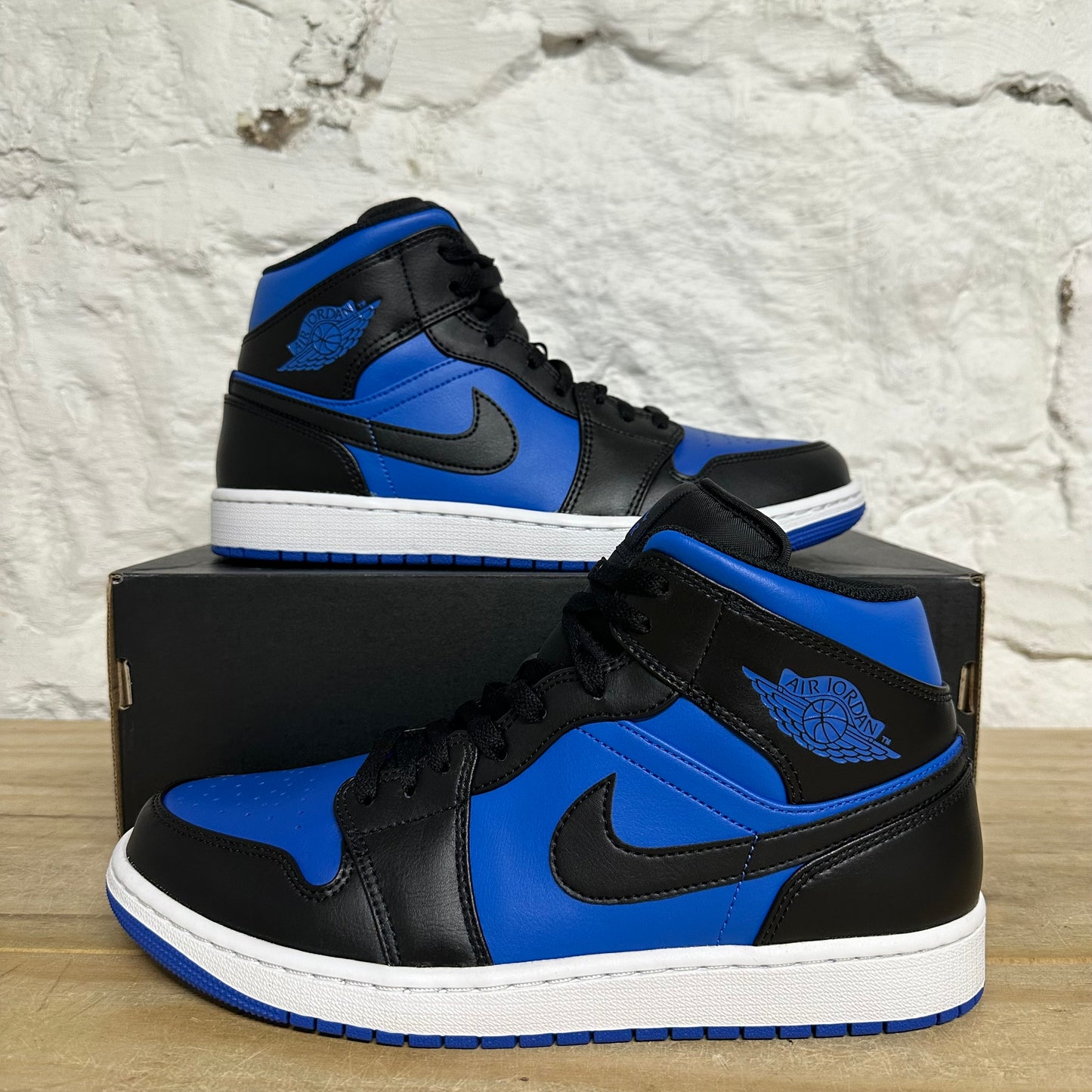 Air Jordan 1 Mid Black Royal Blue Sz 10