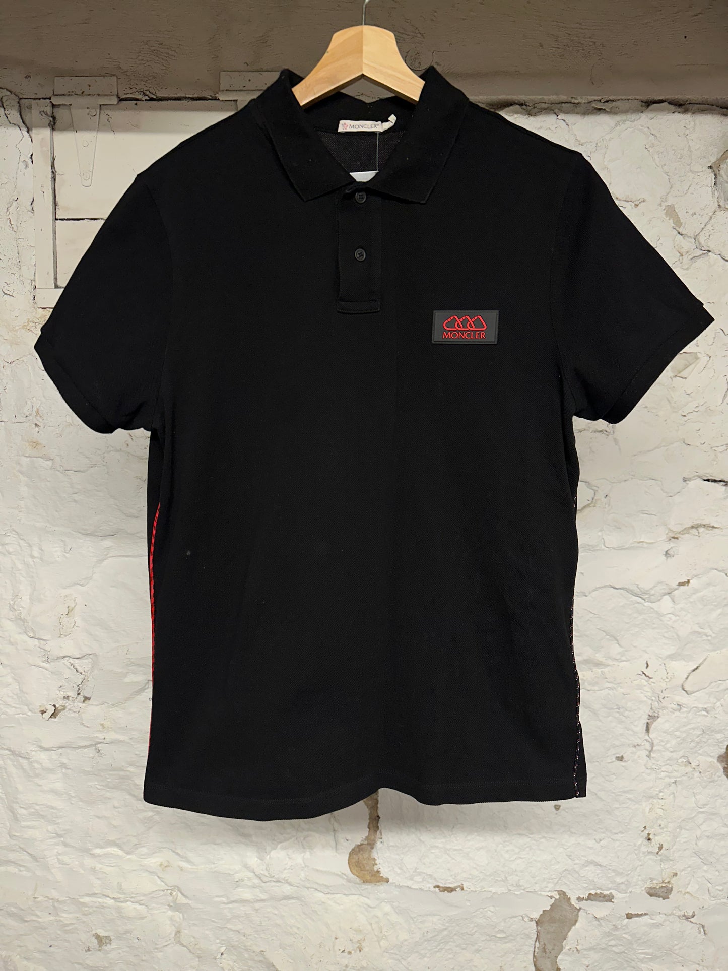 Moncler Red Black Polo Sz M