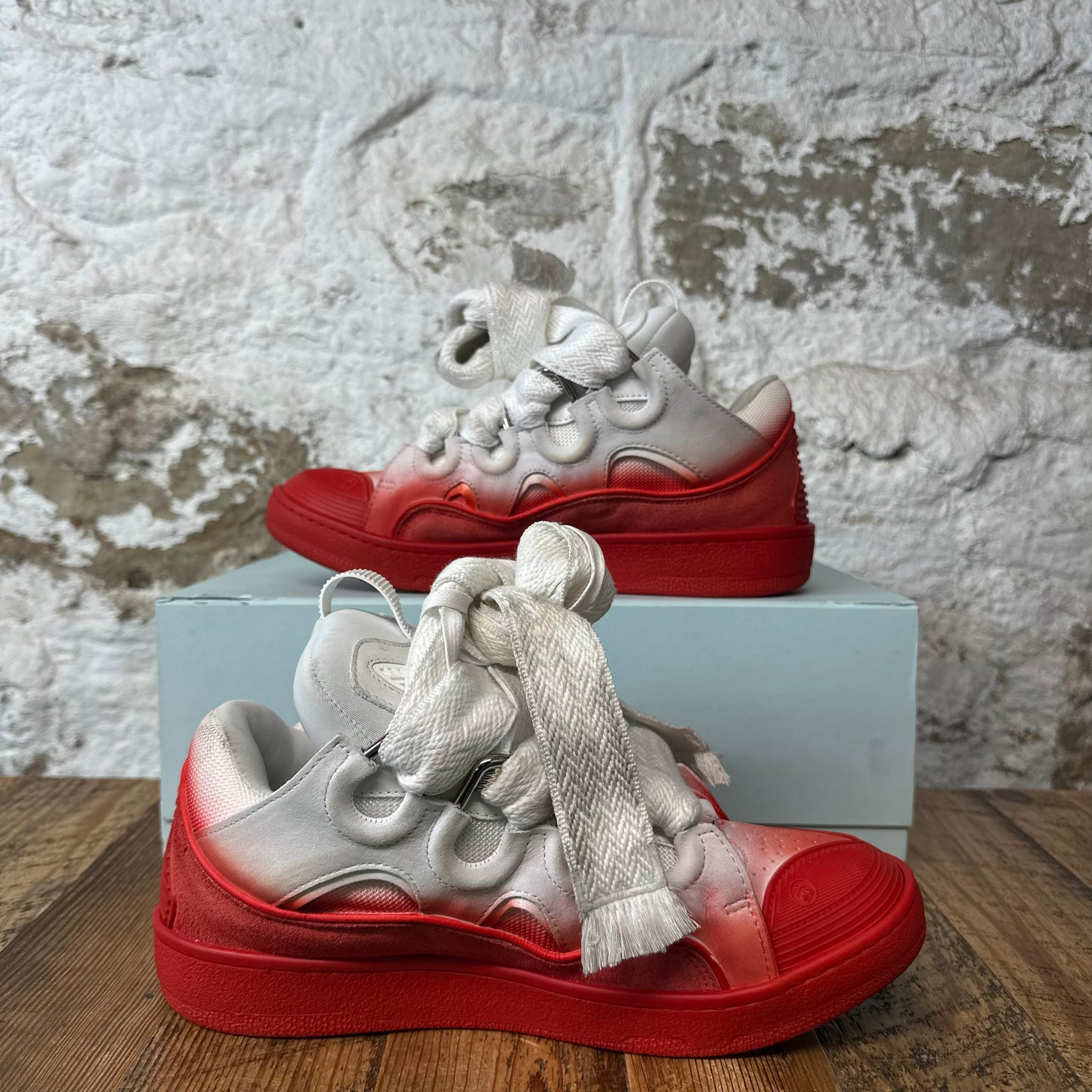 Lanvin Curb White Red Dyed Sneaker Sz 9 (42)