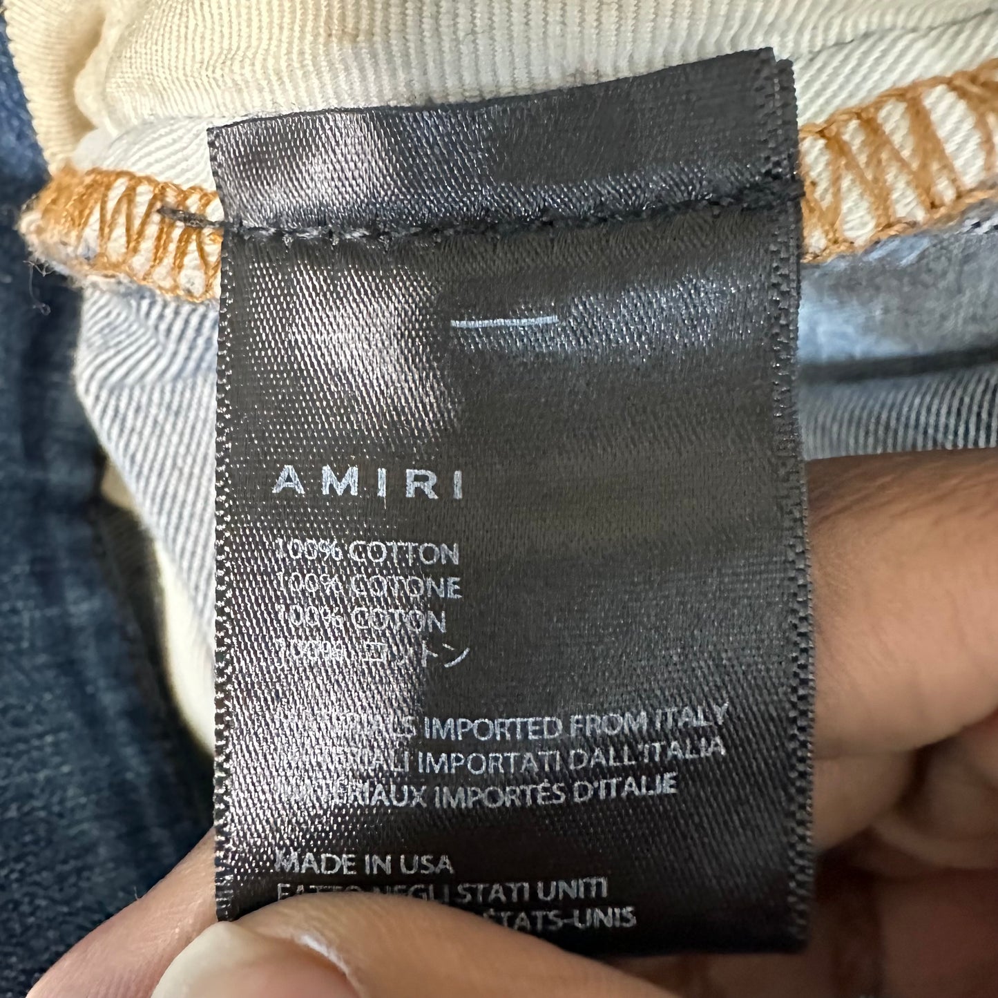 Amiri Knee Hole Dark Blue Denim Jeans Sz 34