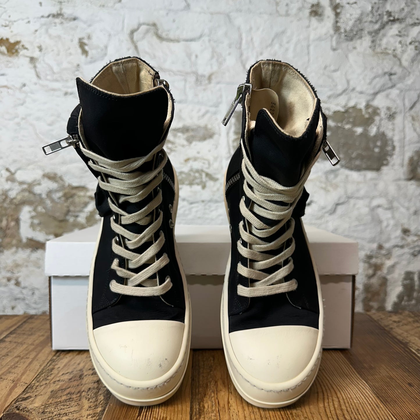 Rick Owens High Cargo Pocket Black Milk Sneaker Sz 6.5 (39.5)