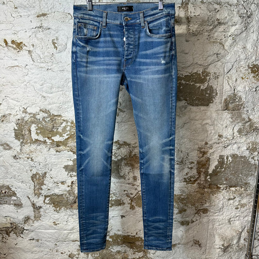 Amiri Plain Blue Honeycomb Denim Jeans Sz 31