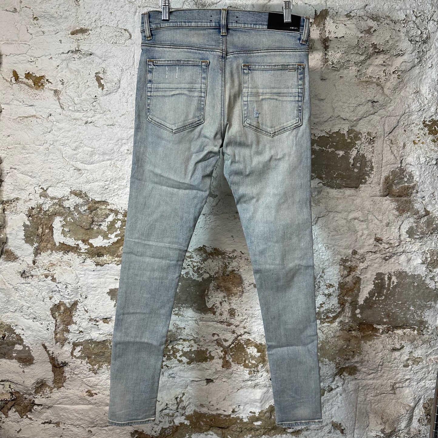 Amiri MX1 Green Suede Light Blue Denim Jeans Sz 30