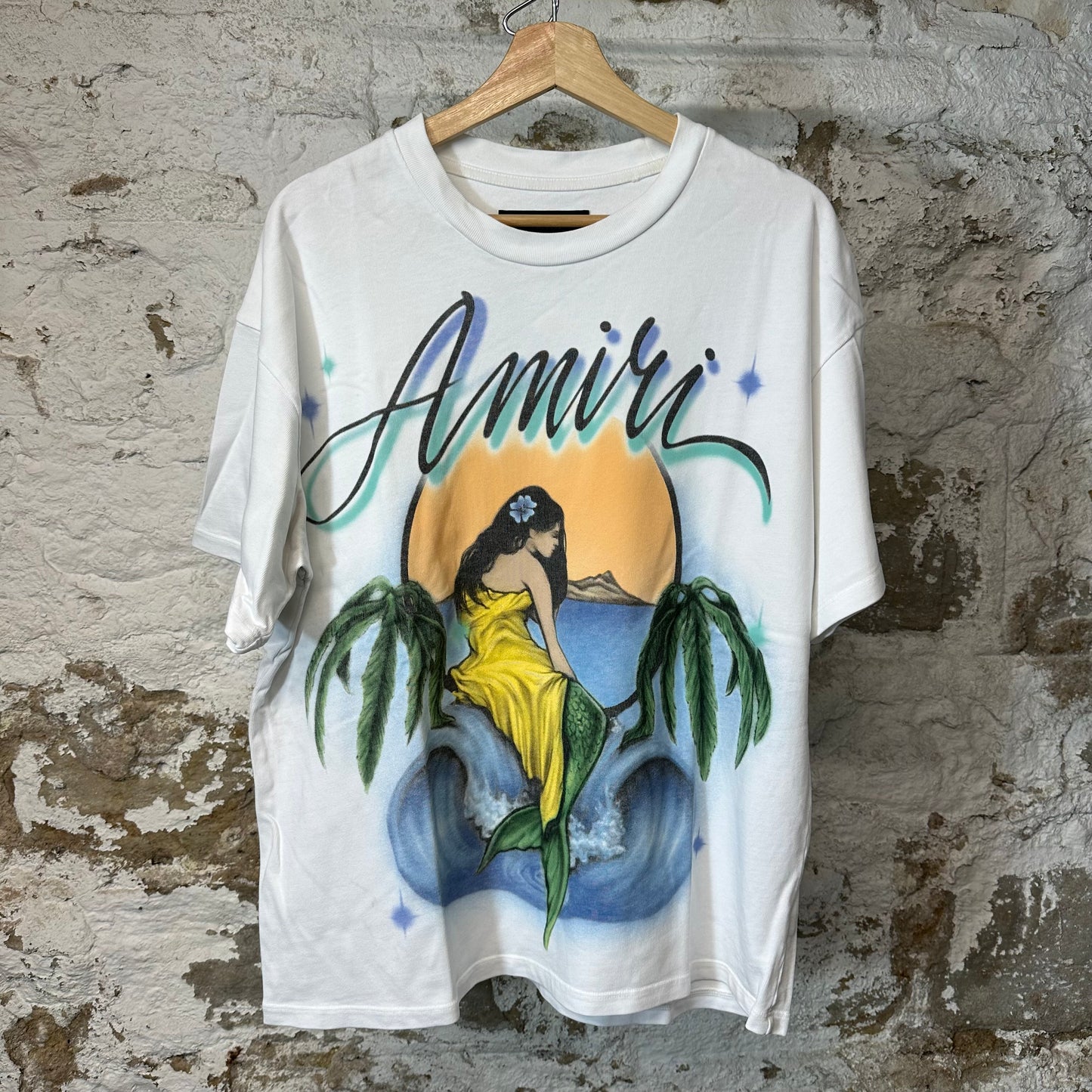 Amiri Mermaid Sunset White T-Shirt Sz S