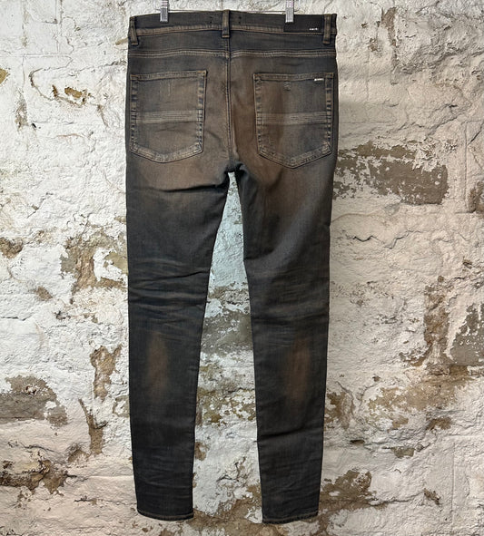 Amiri MX1 Plaid Dirty Blue Denim Jeans Sz 34