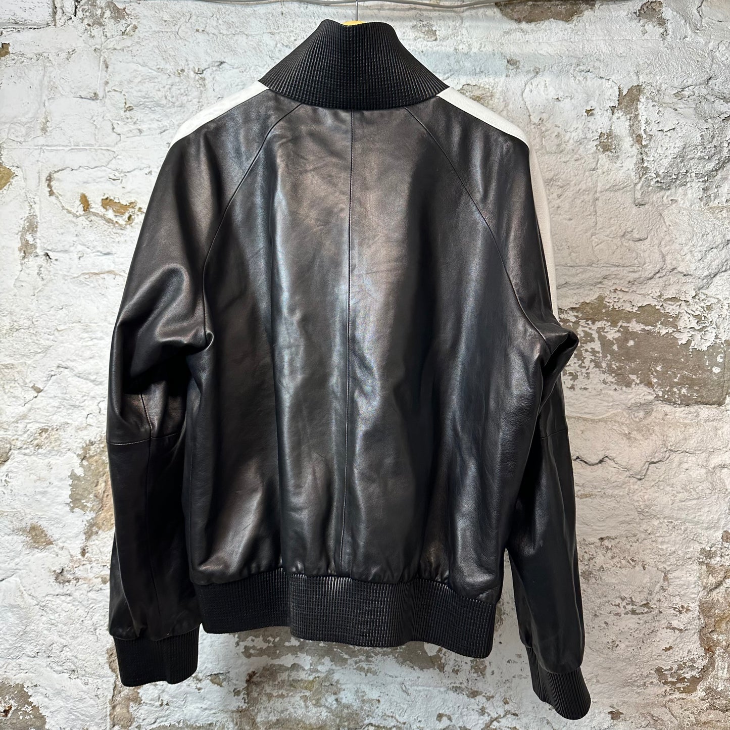 Amiri Black AM Black White Leather Jacket Sz XL (54)