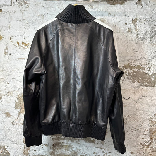 Amiri Black AM Black White Leather Jacket Sz XL (54)