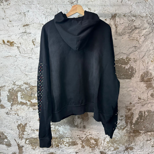 HMDD Crystals Black Zip Up Hoodie Sz M