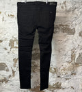 Amiri MX1 Black Leather Black Denim Jeans Sz 40