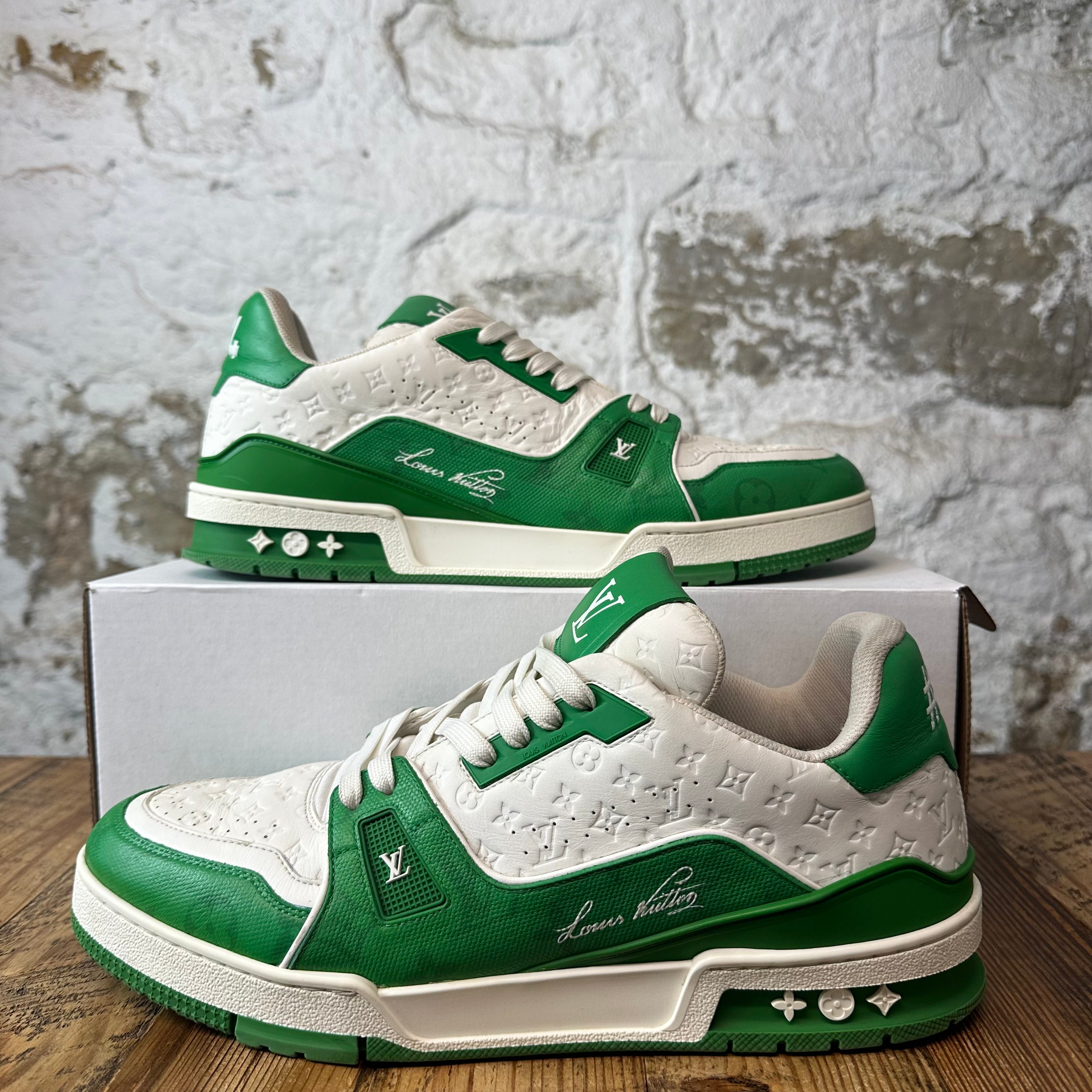 Louis Vuitton Green White Monogram Trainer Sneaker Sz 11.5 (10LV)