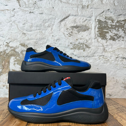 Prada Americas Cup Dark Blue Patent Black Sneaker Sz 9