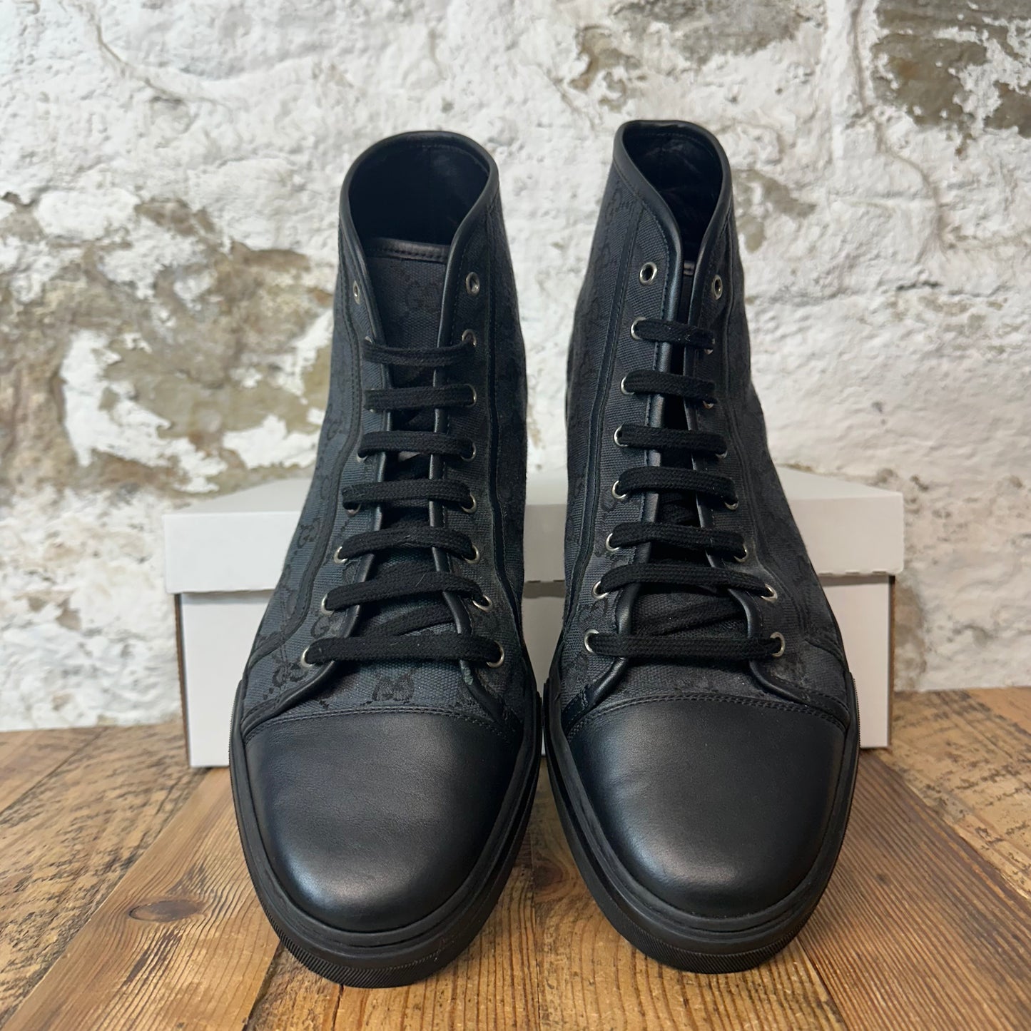 Gucci High Black Monogram Sneaker Sz 12