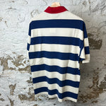 Gucci Blue White Striped Polo Shirt Sz M