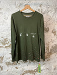 Off White Green Paint Splatter L/S Sz S