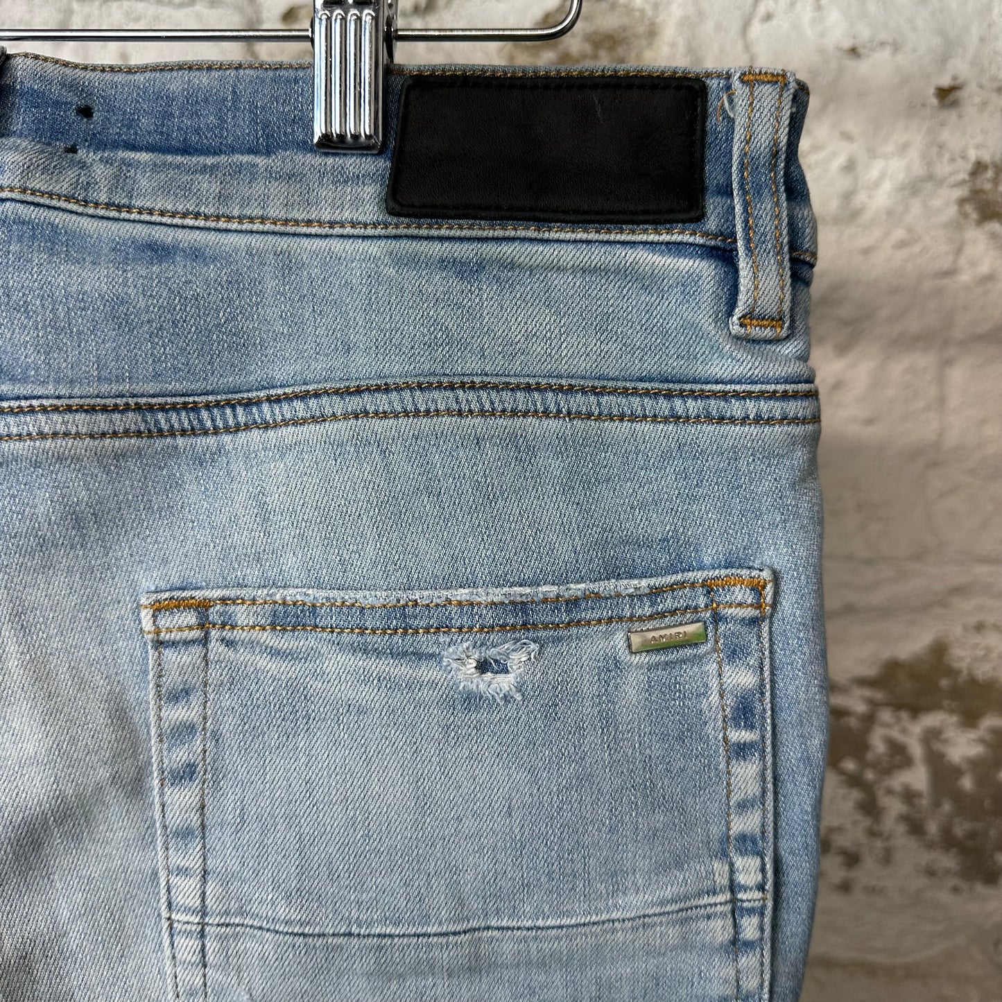 Amiri MX1 Red Navy Patch Blue Denim Jeans Sz 32