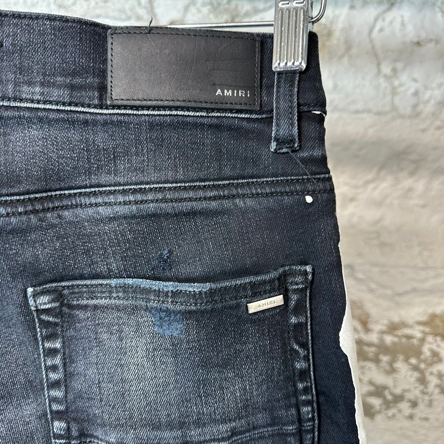 Amiri White Velour Stripe Black Denim Jeans Sz 28