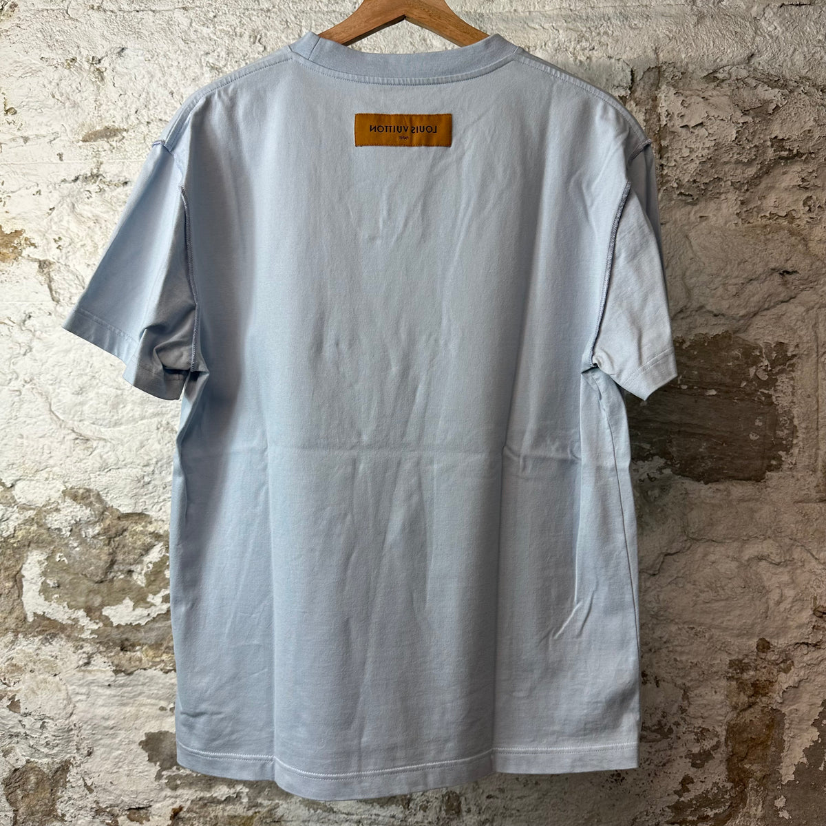 Louis Vuitton Embossed Logo Light Blue T-Shirt Sz S