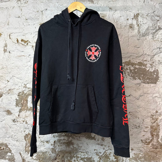 Chrome Hearts Red Cross Pullover Hoodie Black Sz XS (Cracking)