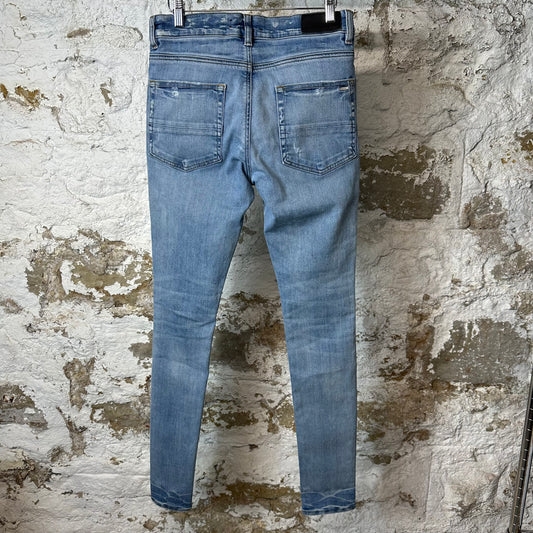 Amiri MX1 Indigo Paisley Blue Denim Jeans Sz 30