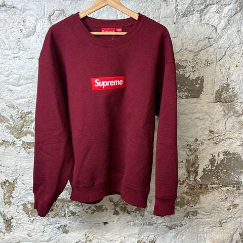 Supreme Red Box Logo Maroon Crewneck Sz L