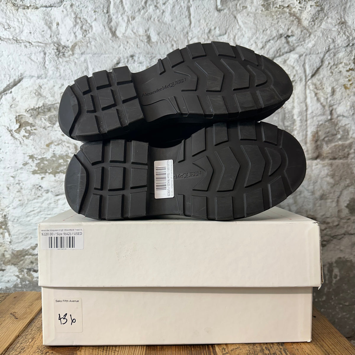 Alexander Mcqueen High Olive Black Tread Boot Sz 9 (42)
