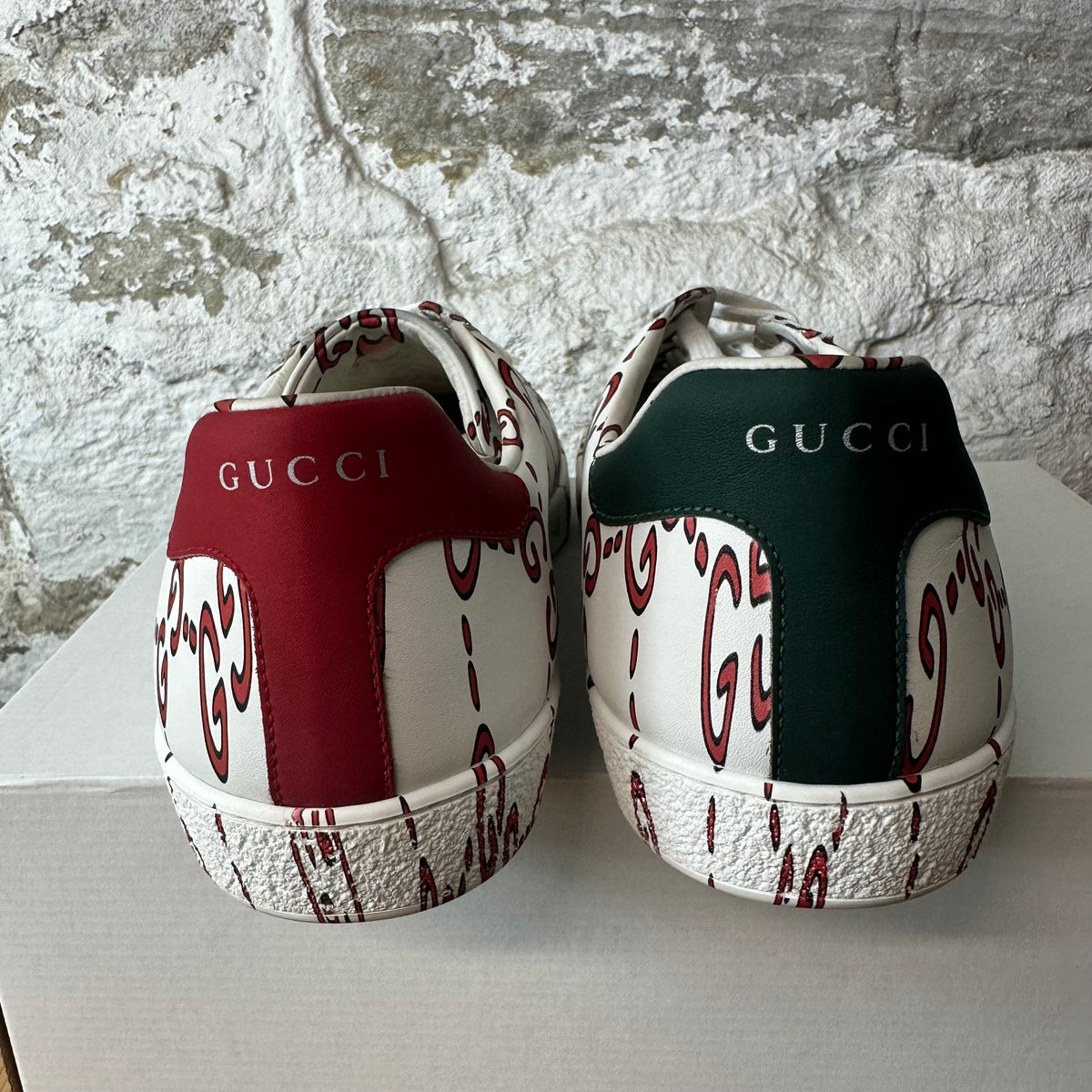 Gucci Red GG Monogram White Ace Sneaker Sz 12.5