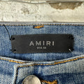 Amiri Distressed Side Spell Blue Denim Jeans Sz 38