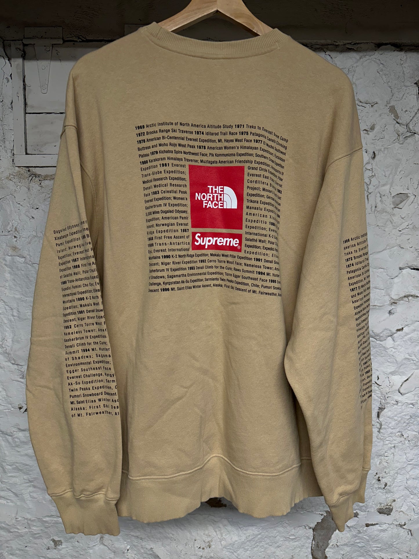 Supreme North Face Tan Crewneck Sz L