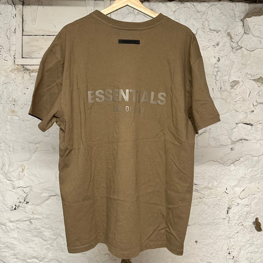 Fear of God Essentials Brown Back Spellout T-Shirt Sz M