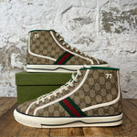 Gucci Tennis 1977 Brown Monogram High Sneaker Sz 13