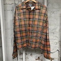 Vale Green Orange Rhinestone Flannel Sz M