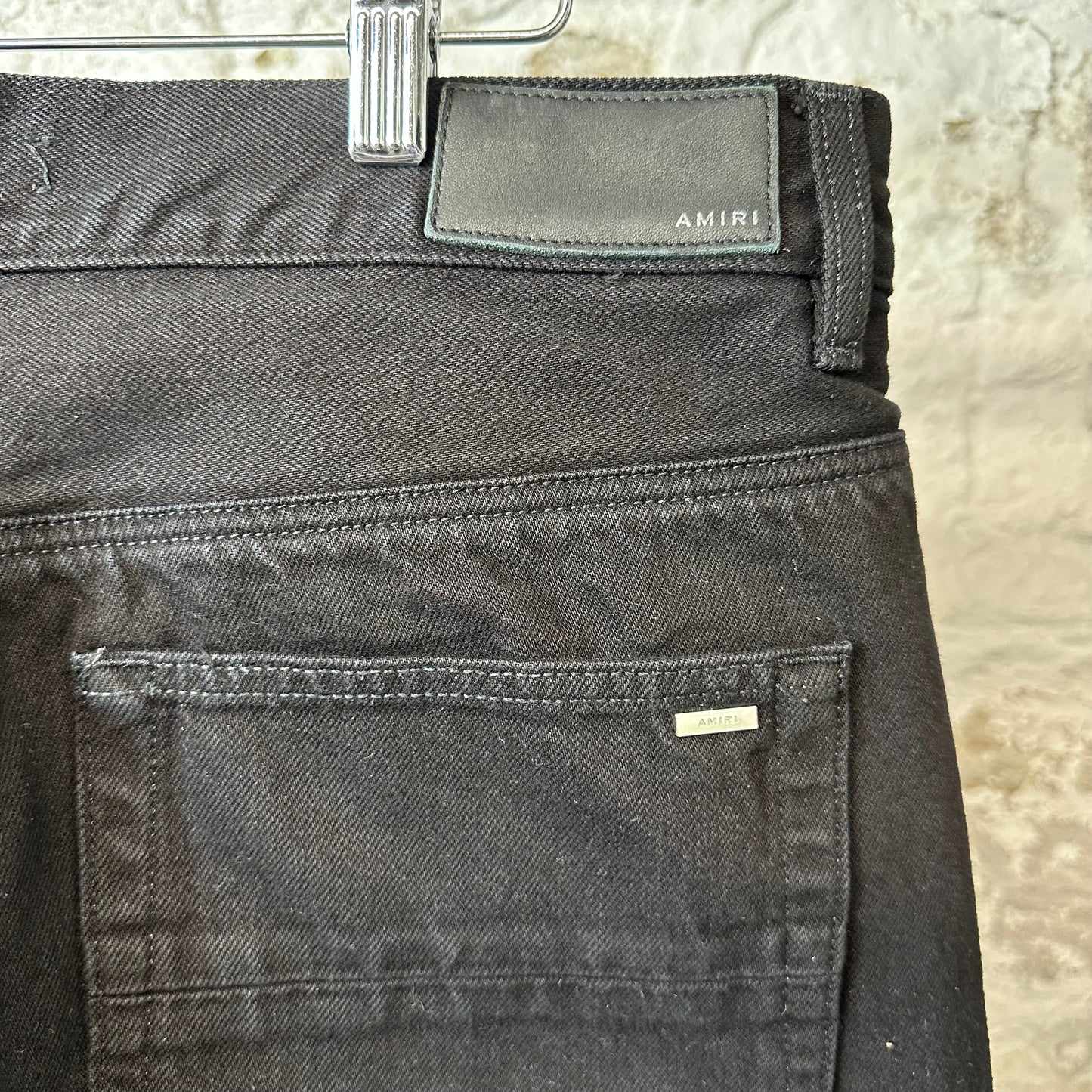 Amiri Arts District Logo Black Denim Jeans Sz 32
