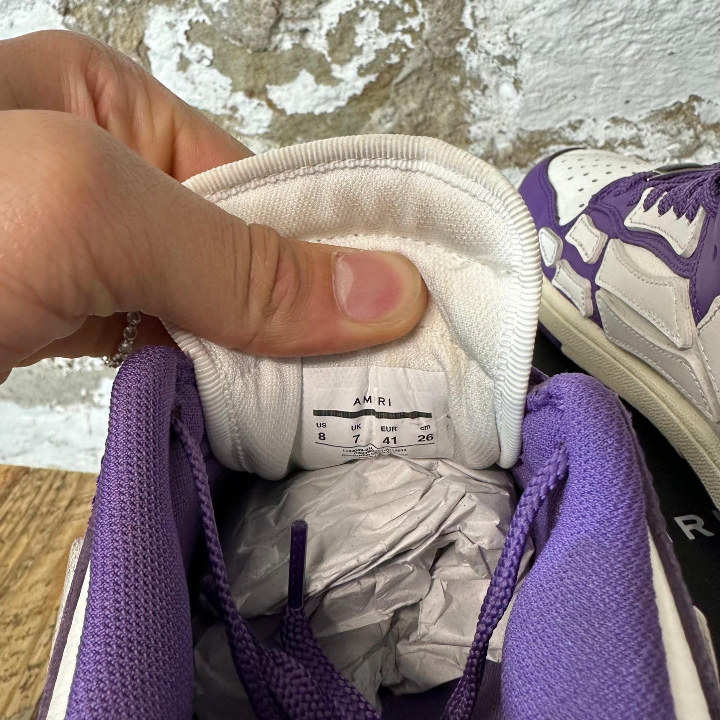 Amiri White Skeleton Purple White Low Sz 8 (41)