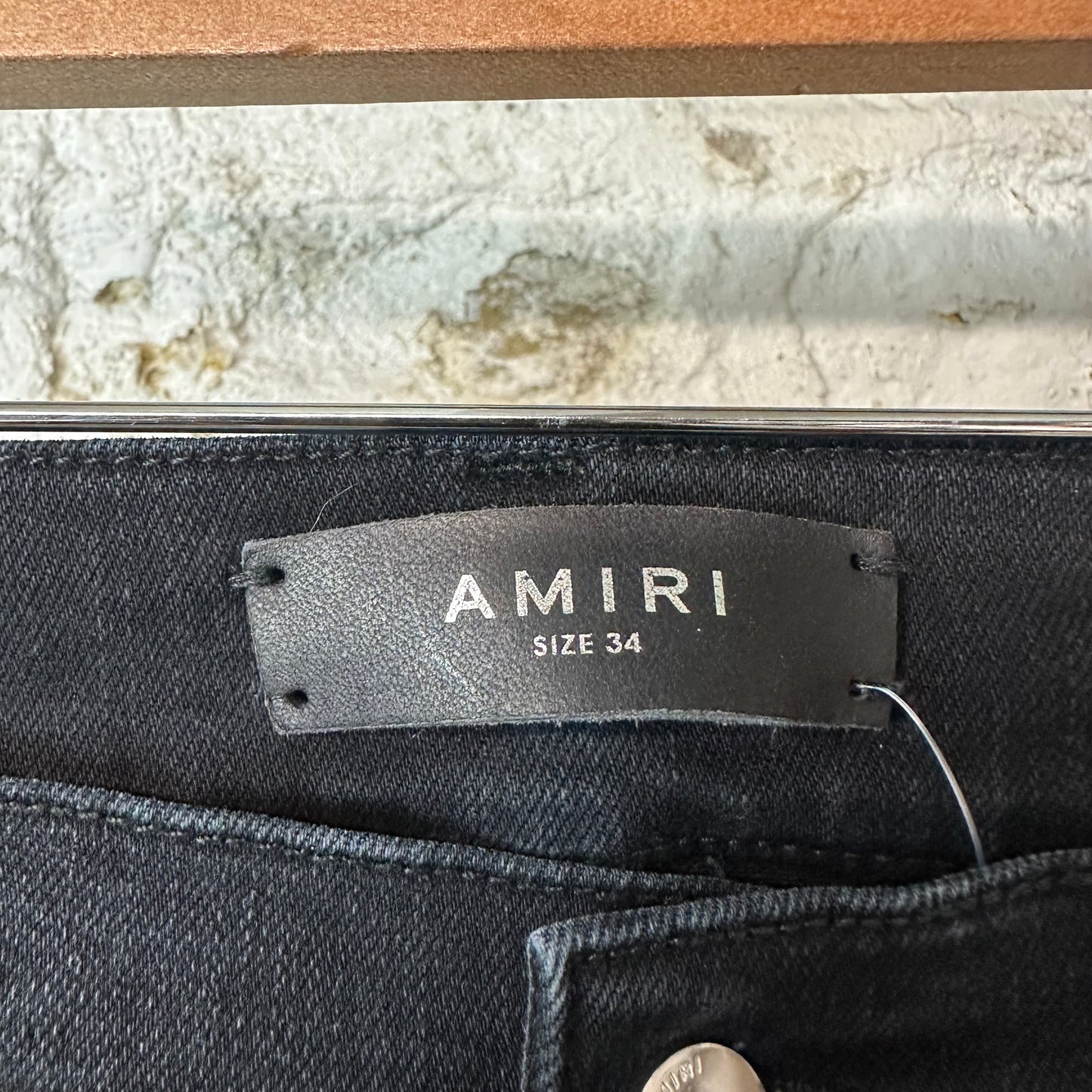Amiri Knee Rip Faded Black Denim Jeans Sz 34