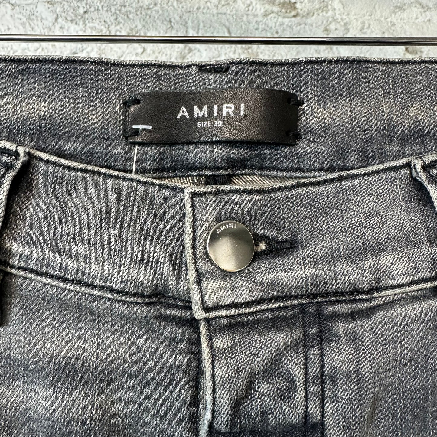 Amiri White Stencil Spell Grey Denim Jeans Sz 30