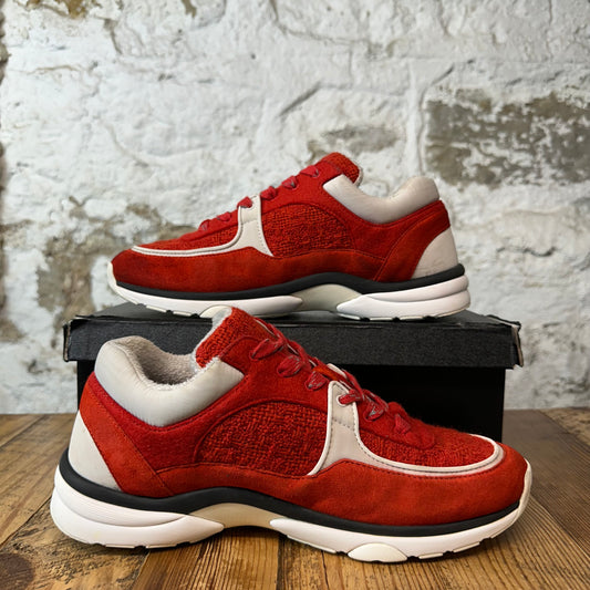 Chanel White CC Red Tweed Sneaker Sz 8 (41)