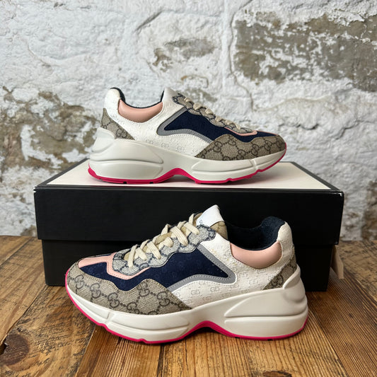 Gucci Rhyton Multicolor GG Monogram Cream Sneaker Sz 5 (37)