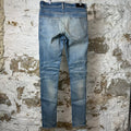 Amiri MX1 Red Suede Blue Denim Jeans Sz 32