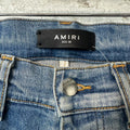 Amiri White AM Stripe Blue Denim Jeans Sz 28