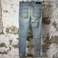 Amiri MX1 Light Blue Suede Blue Denim Jeans Sz 30