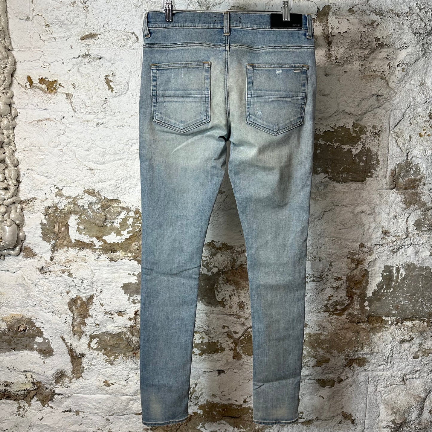 Amiri MX1 Light Blue Suede Blue Denim Jeans Sz 30