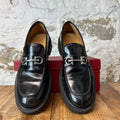 Ferragamo Gancini Buckle Black Leather Loafer Sz 13